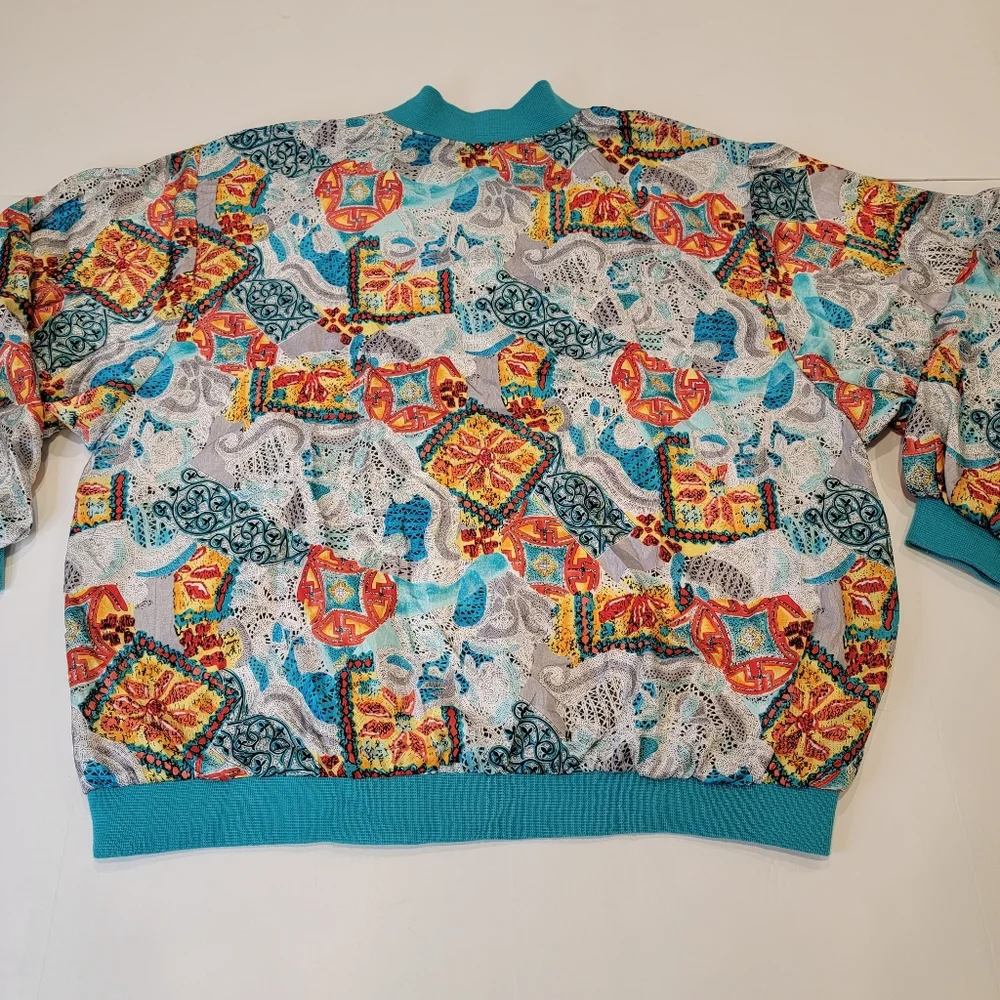 Vintage Casual Isle Dolman Sleeve Full Zip Printed Jacket 90s Y2K Size Medium